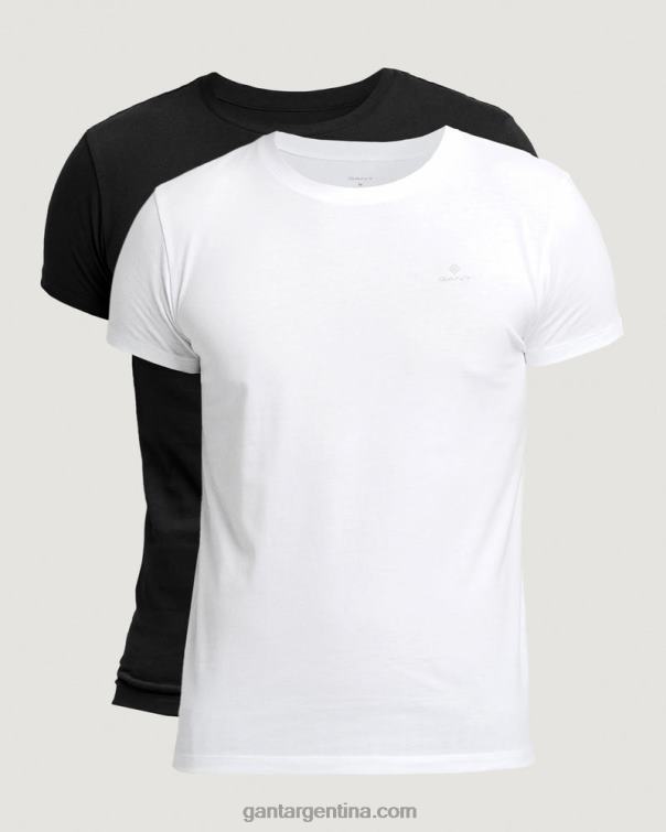 GANT hombres blanco negro Pack de 2 camisetas de cuello redondo P0P02548