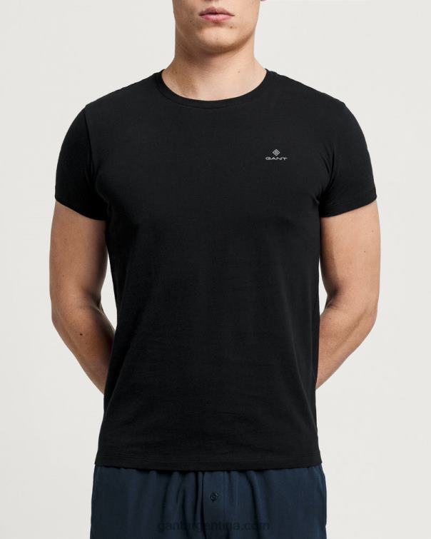 GANT hombres blanco negro Pack de 2 camisetas de cuello redondo P0P02548