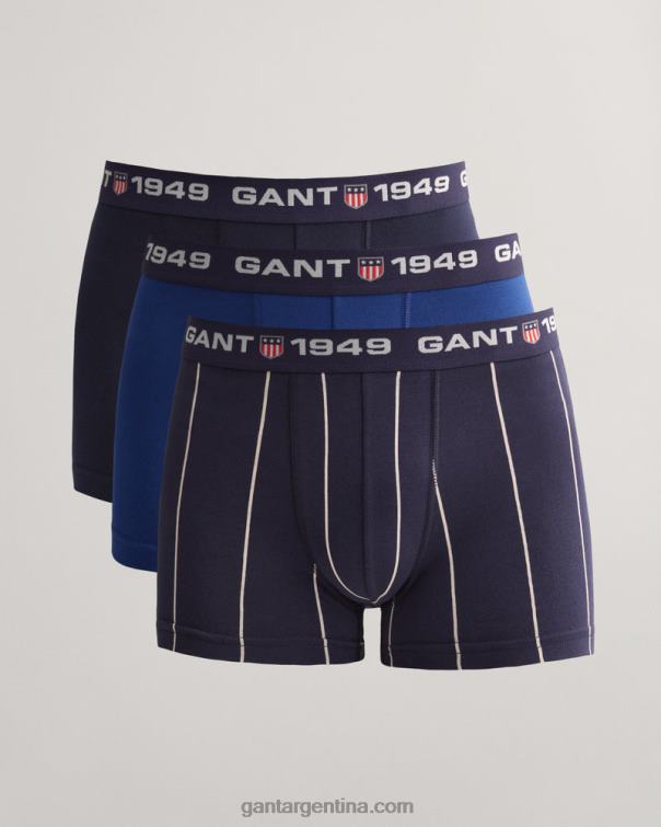 GANT hombres noche azul Pack de 3 calzoncillos de rayas anchas P0P02542