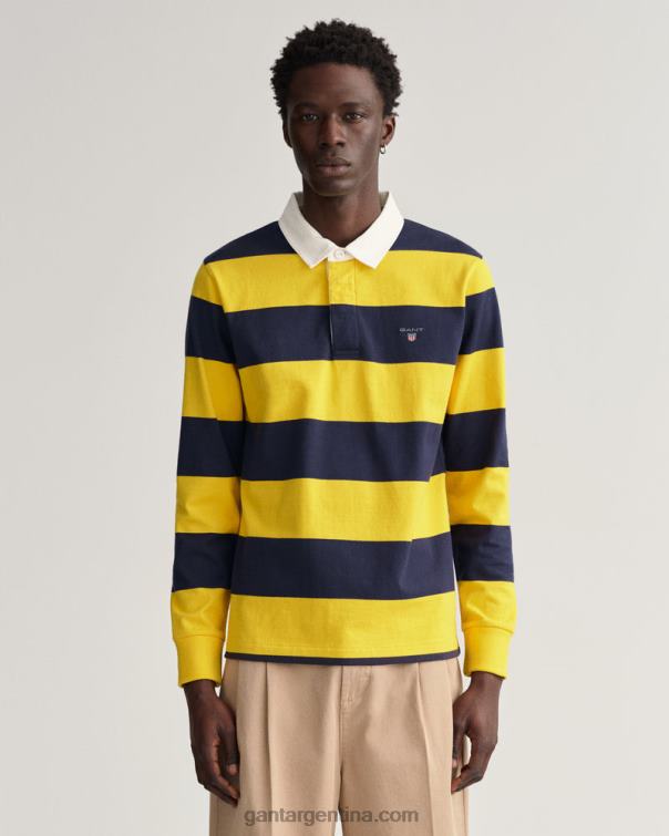 GANT hombres la luz del sol amarilla rugby pesado de rayas P0P02219