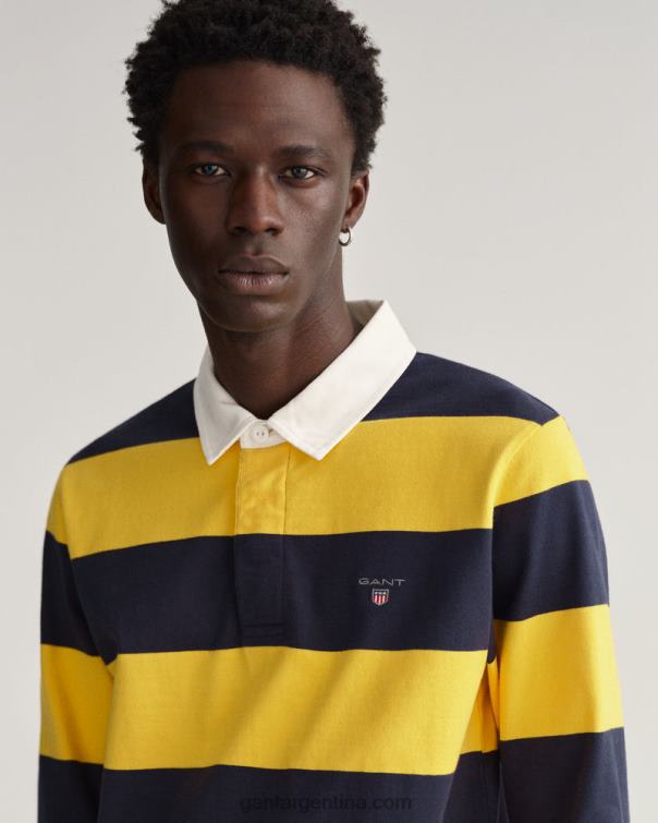 GANT hombres la luz del sol amarilla rugby pesado de rayas P0P02219