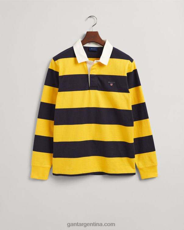 GANT hombres la luz del sol amarilla rugby pesado de rayas P0P02219