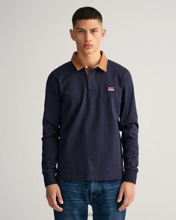GANT hombres noche azul rugger pesado con cuello de pana P0P02223