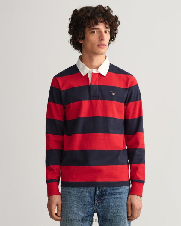 GANT hombres rojo rubí rugby pesado de rayas P0P02215