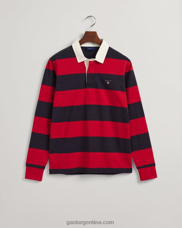 GANT hombres rojo rubí rugby pesado de rayas P0P02215
