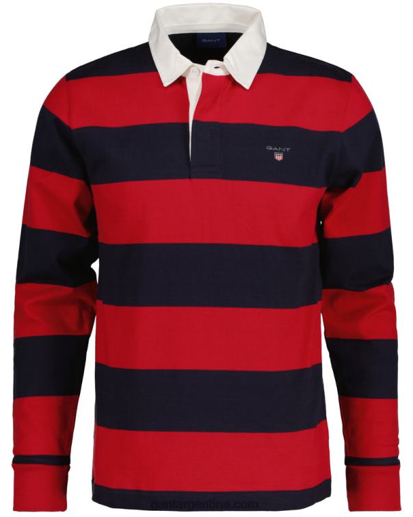 GANT hombres rojo rubí rugby pesado de rayas P0P02215