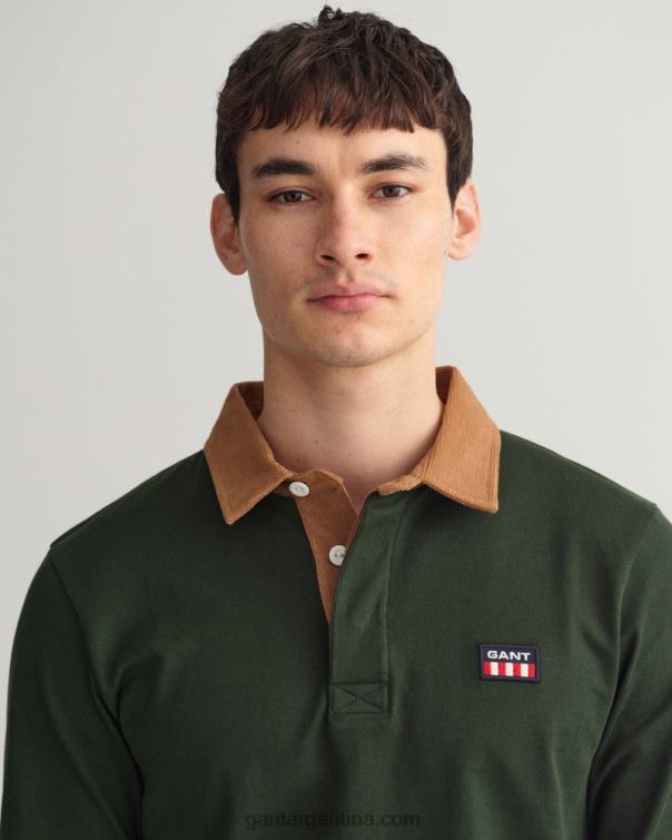 GANT hombres tormenta verde rugger pesado con cuello de pana P0P02222