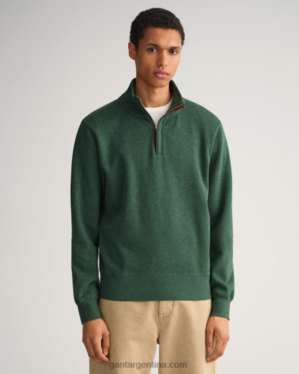GANT hombres Mel verde bosque sudadera con media cremallera P0P02241