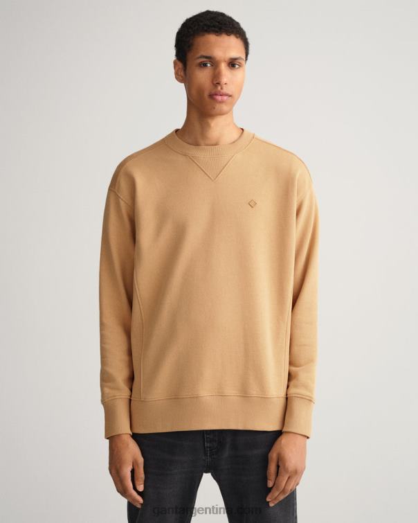 GANT hombres beige caramelo sudadera con cuello redondo Icon G Essential P0P02243