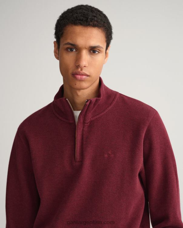 GANT hombres dk burdeos mel sudadera con media cremallera P0P02267