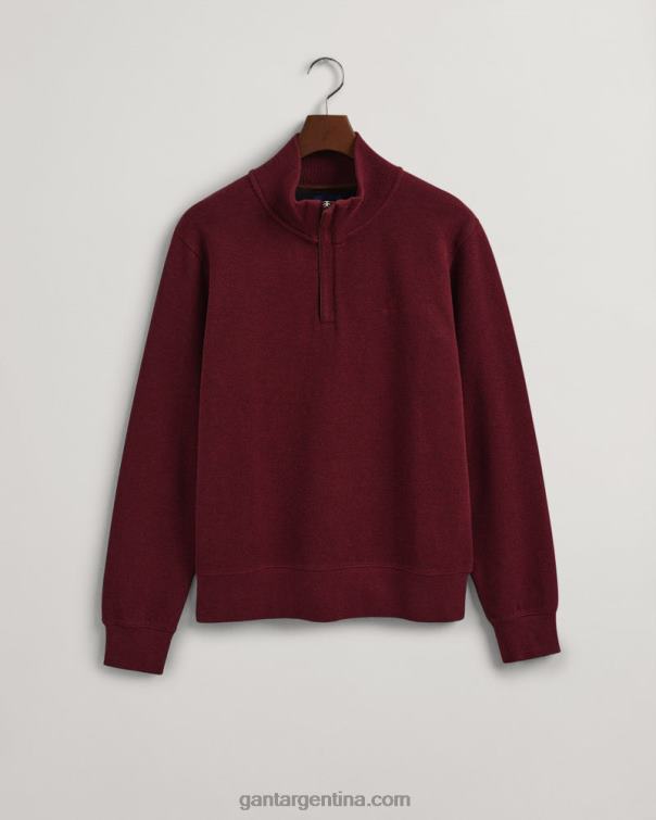 GANT hombres dk burdeos mel sudadera con media cremallera P0P02267