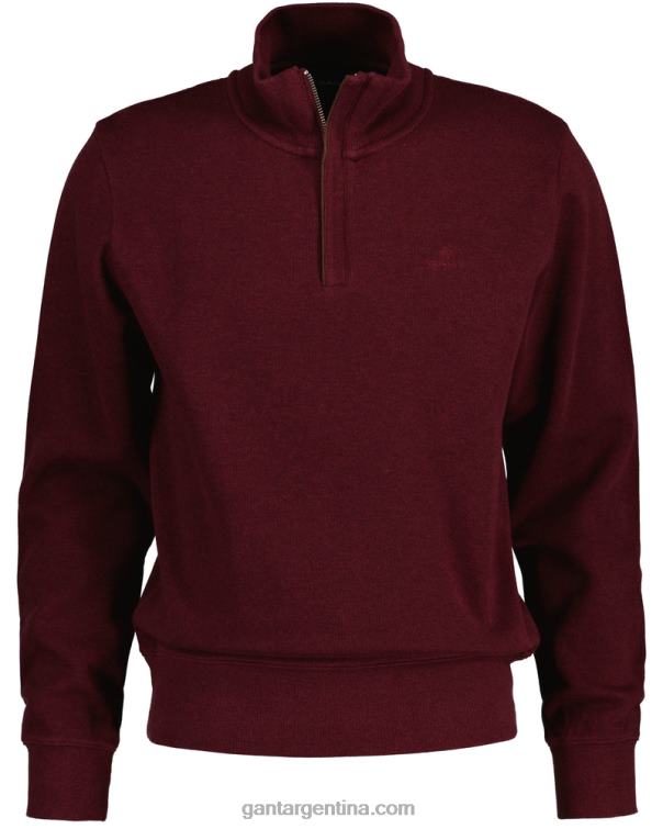 GANT hombres dk burdeos mel sudadera con media cremallera P0P02267