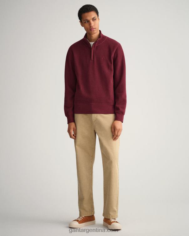 GANT hombres dk burdeos mel sudadera con media cremallera P0P02267