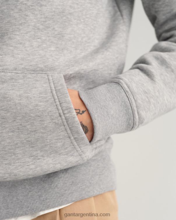 GANT hombres mezcla de grises sudadera con capucha y escudo de archivo P0P02235