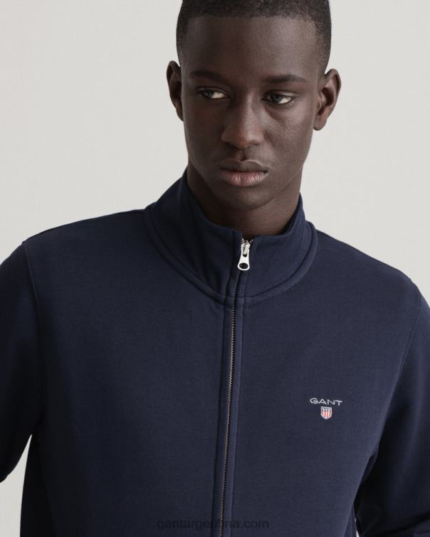 GANT hombres noche azul cárdigan original con cremallera completa P0P02278