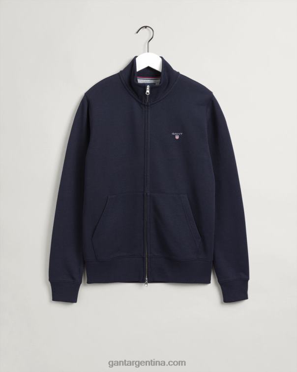 GANT hombres noche azul cárdigan original con cremallera completa P0P02278