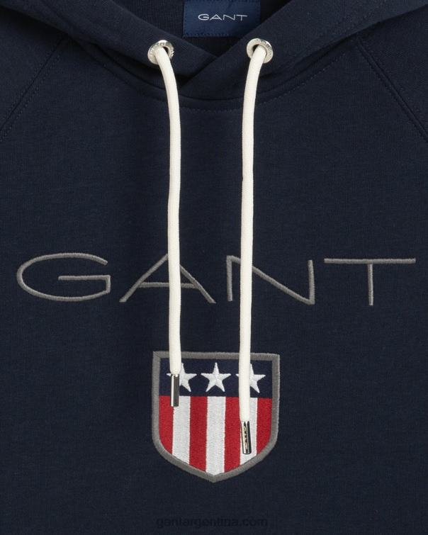 GANT hombres noche azul escudo con capucha P0P02237