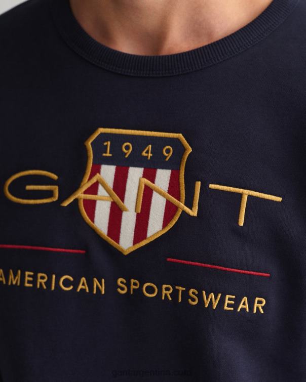 GANT hombres noche azul sudadera con cuello redondo y escudo de archivo P0P02253