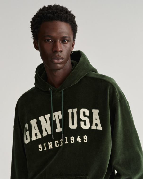 GANT hombres tormenta verde sudadera con capucha de terciopelo P0P02229