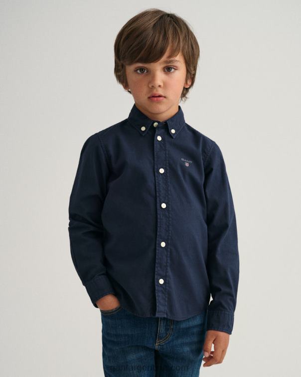 GANT juventud noche azul camisa de sarga de algodón para niños P0P02831