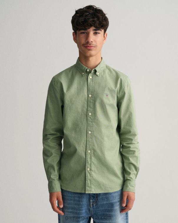GANT juventud verde eucalipto camisa de sarga de algodón para adolescentes P0P02833