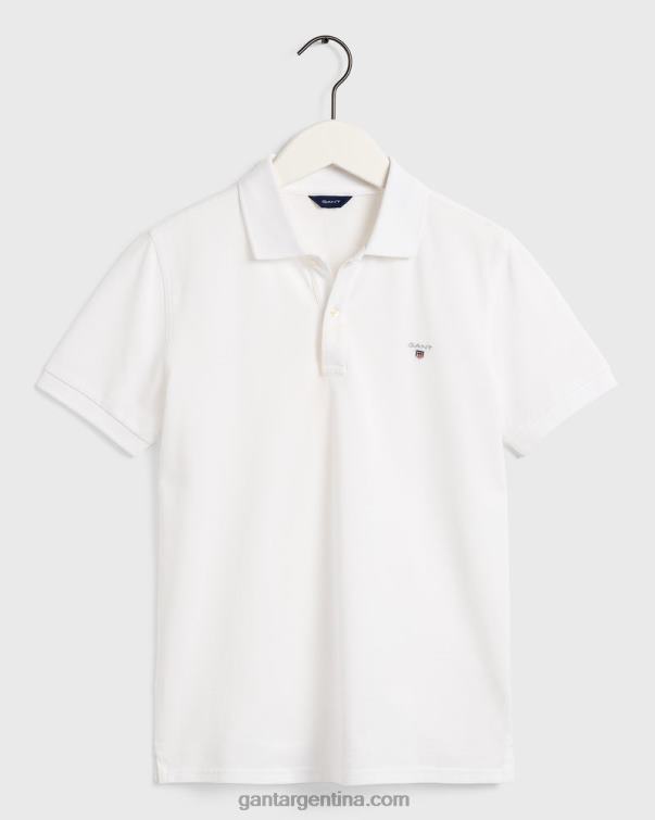 GANT juventud blanco playera tipo polo de piqué original para joven P0P02809