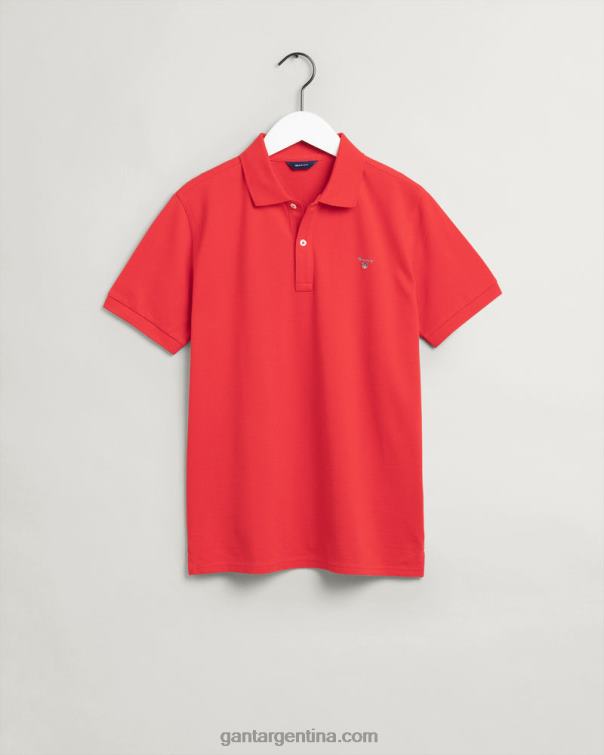 GANT juventud rojo brillante playera tipo polo de piqué original para joven P0P02796