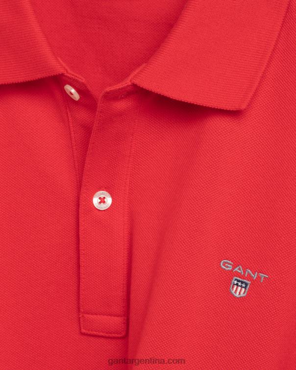 GANT juventud rojo brillante playera tipo polo de piqué original para joven P0P02796