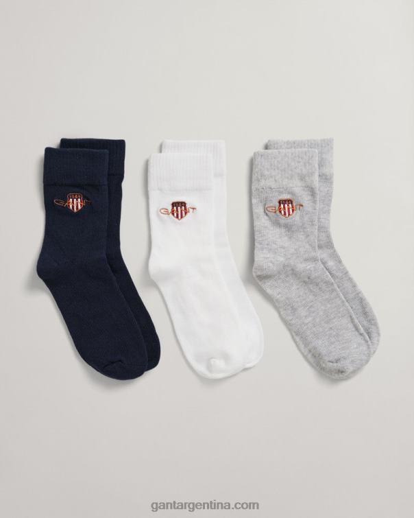 GANT juventud mezcla gris claro Pack de 3 pares de calcetines con escudo de archivo para niños P0P02871
