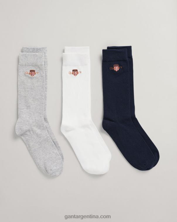 GANT juventud mezcla gris claro paquete de 3 pares de calcetines con escudo de archivo para adolescentes P0P02873