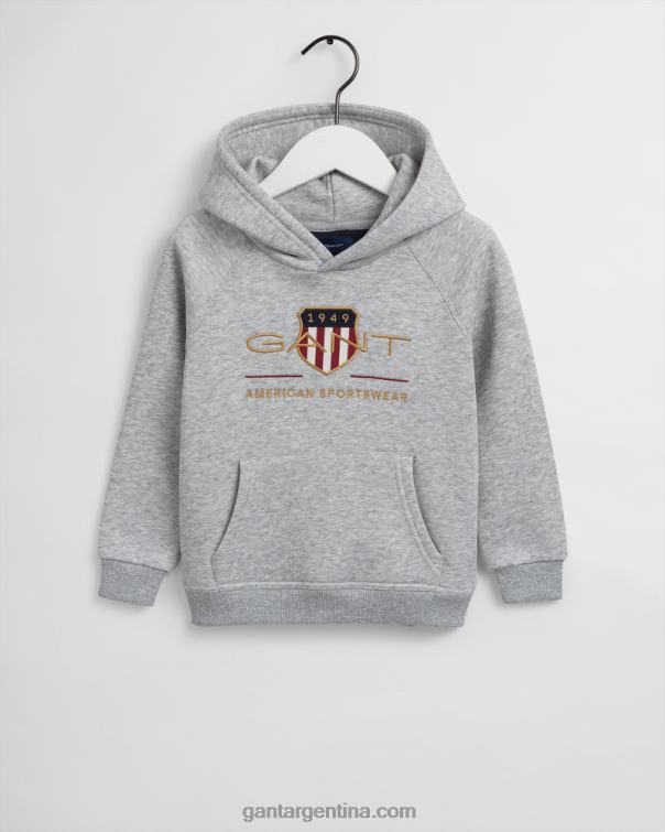 GANT juventud mezcla gris claro sudadera con capucha y escudo de archivo para niños P0P02864
