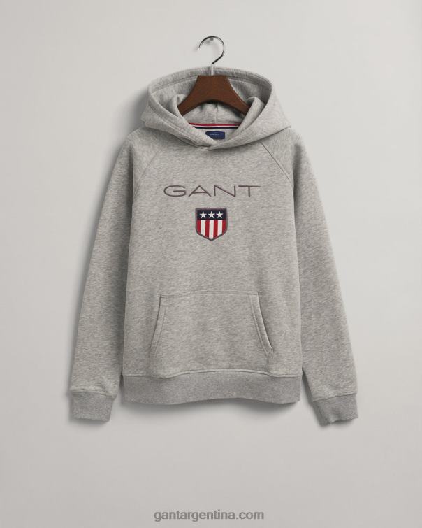 GANT juventud mezcla gris claro sudadera con capucha y escudo para adolescentes P0P02859