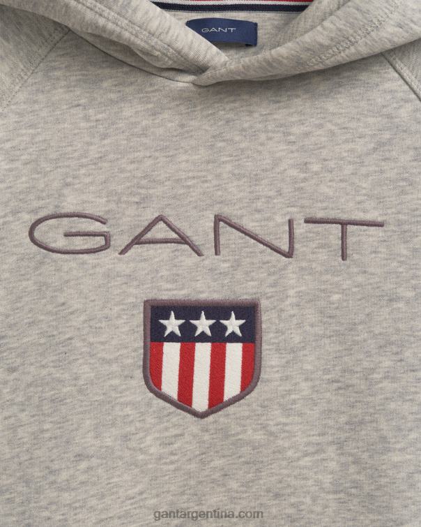 GANT juventud mezcla gris claro sudadera con capucha y escudo para adolescentes P0P02859