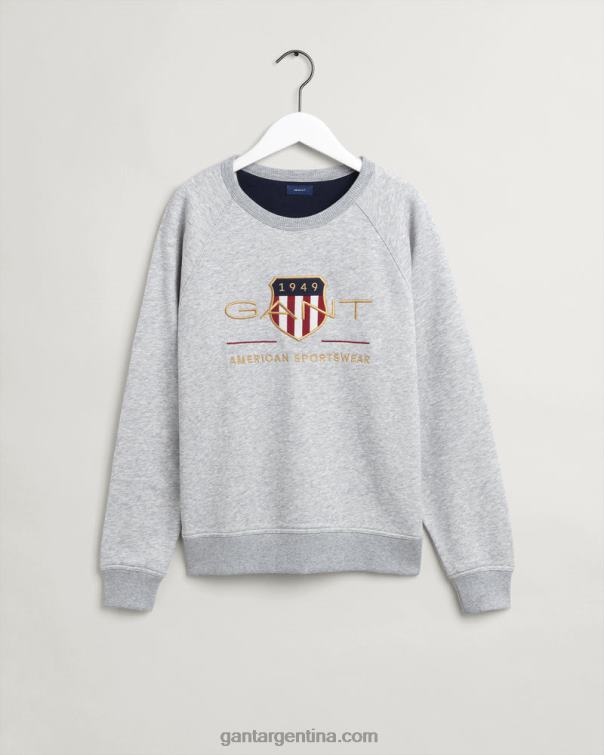 GANT juventud mezcla gris claro sudadera con cuello redondo y escudo de archivo para adolescentes P0P02845