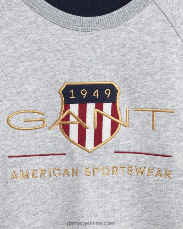 GANT juventud mezcla gris claro sudadera con cuello redondo y escudo de archivo para adolescentes P0P02845
