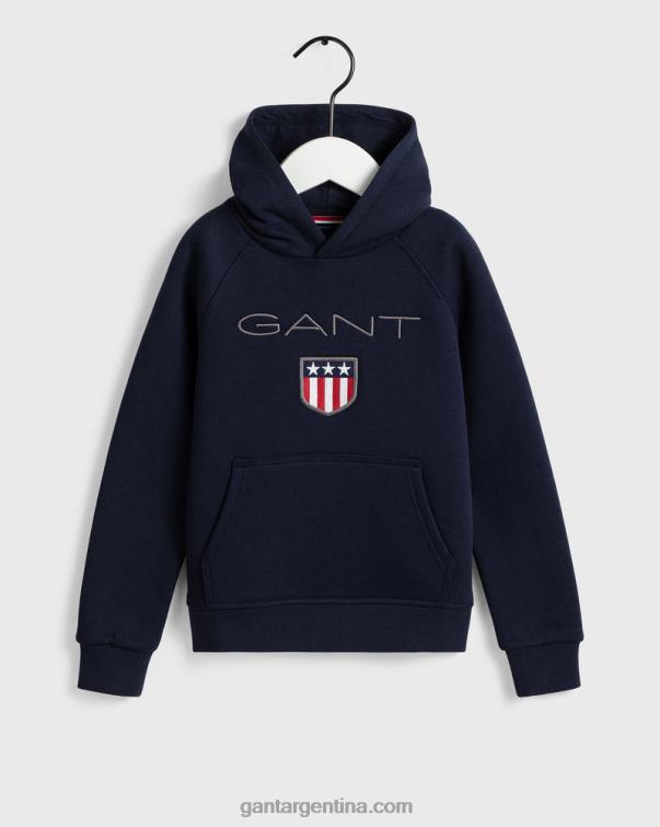 GANT juventud noche azul sudadera con capucha para niños P0P02867