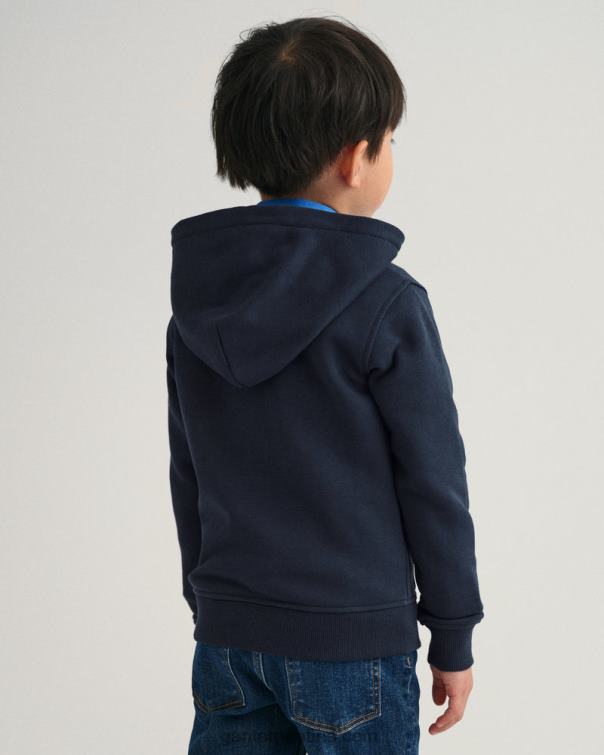 GANT juventud noche azul sudadera con capucha y cremallera completa original para niños P0P02856