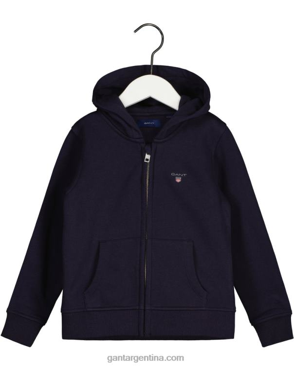 GANT juventud noche azul sudadera con capucha y cremallera completa original para niños P0P02856