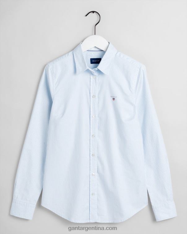 GANT mujer azul claro camisa oxford elástica con rayas bancarias P0P02593