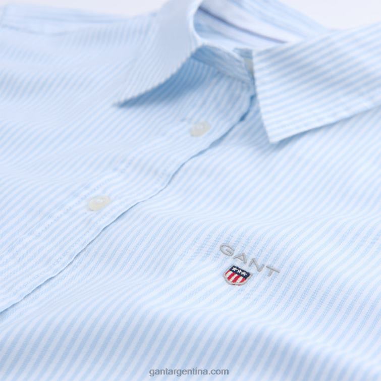 GANT mujer azul claro camisa oxford elástica con rayas bancarias P0P02593