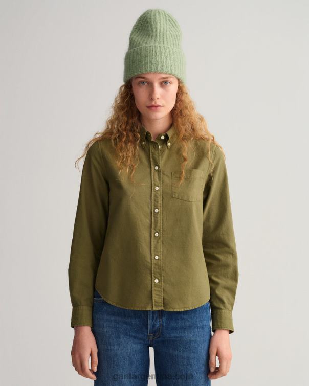 GANT mujer cazador verde camisa oxford regular fit teñida en prenda P0P02595