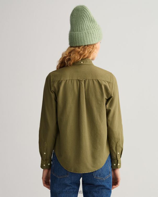 GANT mujer cazador verde camisa oxford regular fit teñida en prenda P0P02595