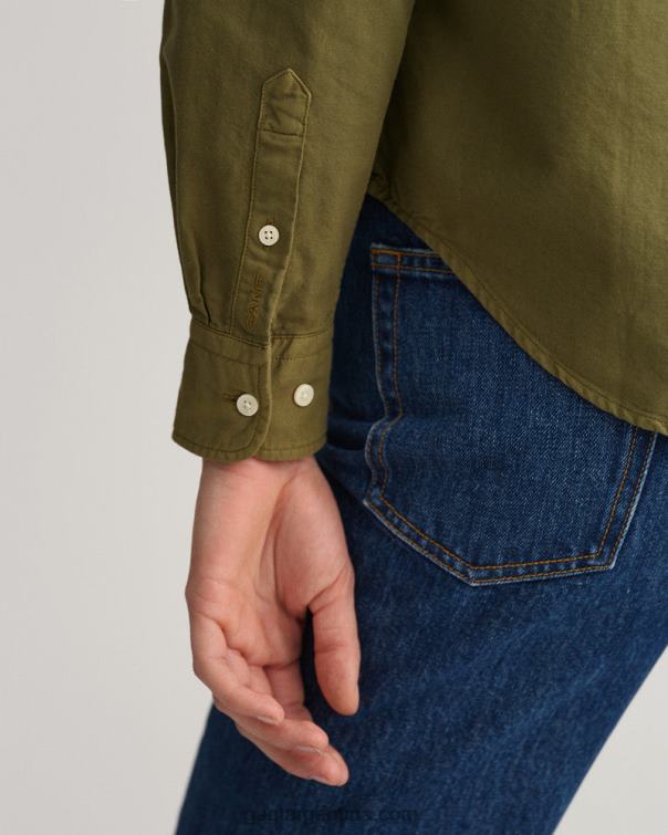 GANT mujer cazador verde camisa oxford regular fit teñida en prenda P0P02595