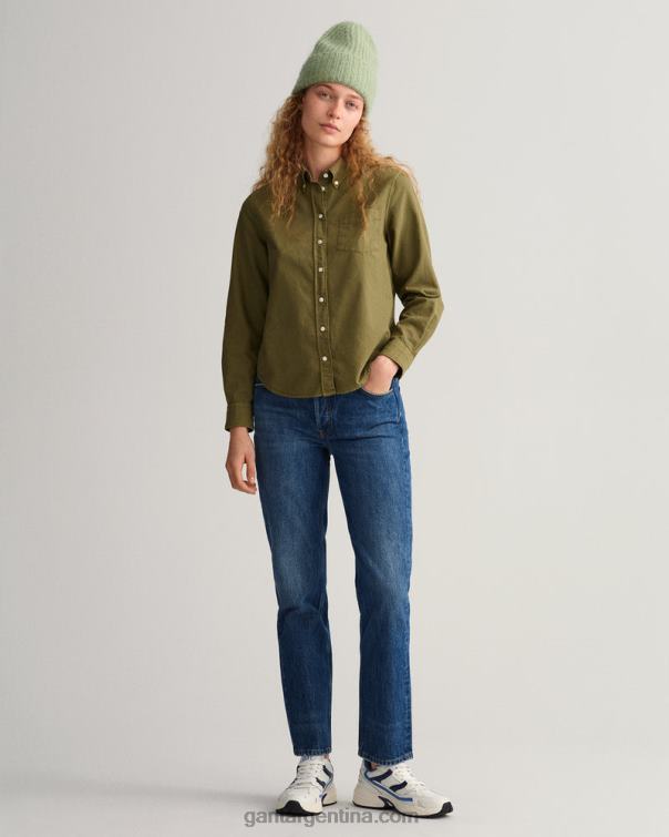 GANT mujer cazador verde camisa oxford regular fit teñida en prenda P0P02595