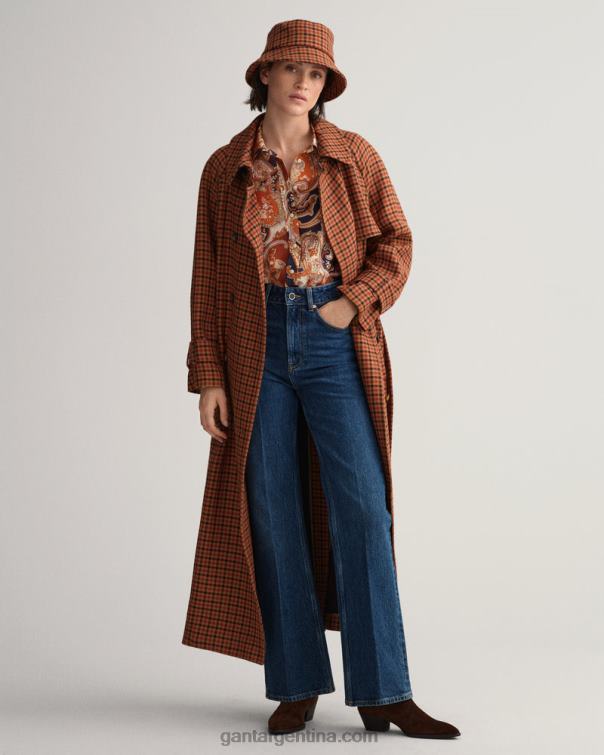 GANT mujer naranja dorado camisa regular fit de seda con estampado de cachemira P0P02580