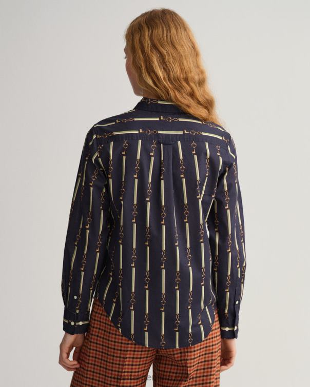 GANT mujer noche azul camisa regular fit de gasa de algodón american luxe P0P02590