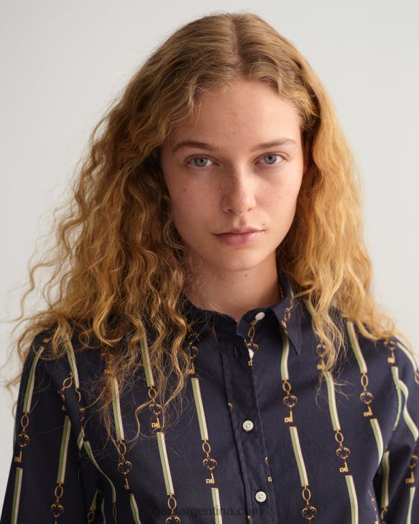 GANT mujer noche azul camisa regular fit de gasa de algodón american luxe P0P02590