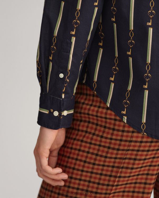 GANT mujer noche azul camisa regular fit de gasa de algodón american luxe P0P02590