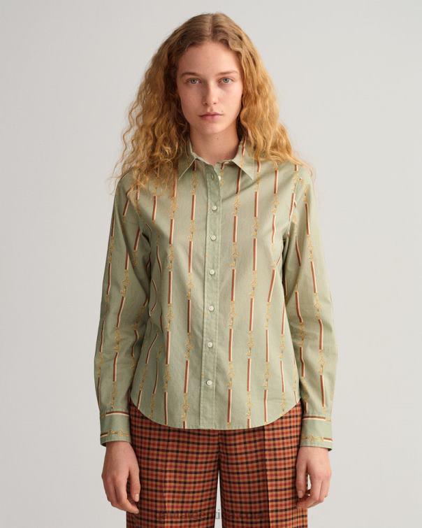 GANT mujer porcelana verde camisa regular fit de gasa de algodón american luxe P0P02583
