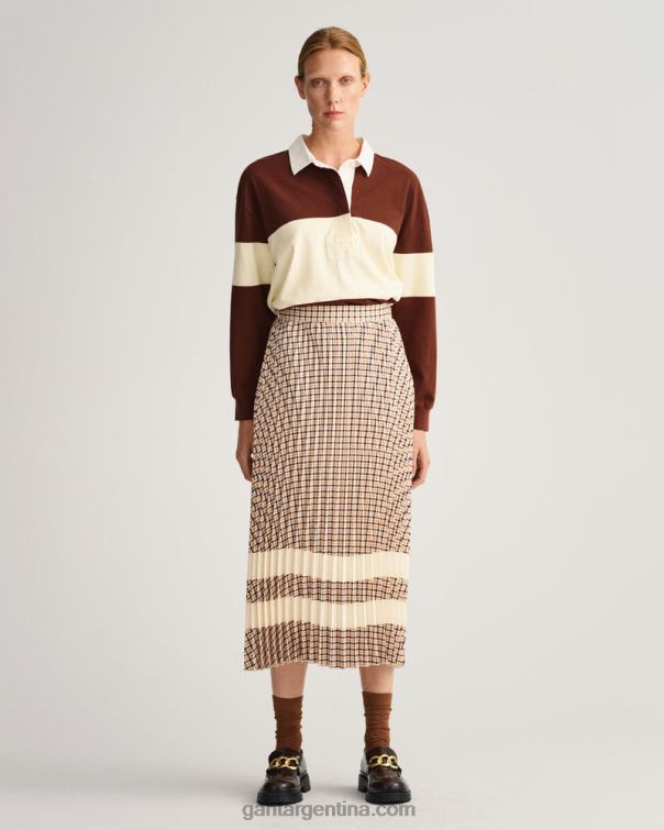 GANT mujer beige caramelo falda plisada a cuadros P0P02651